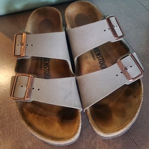 Gray/taupe Birkenstock sandals